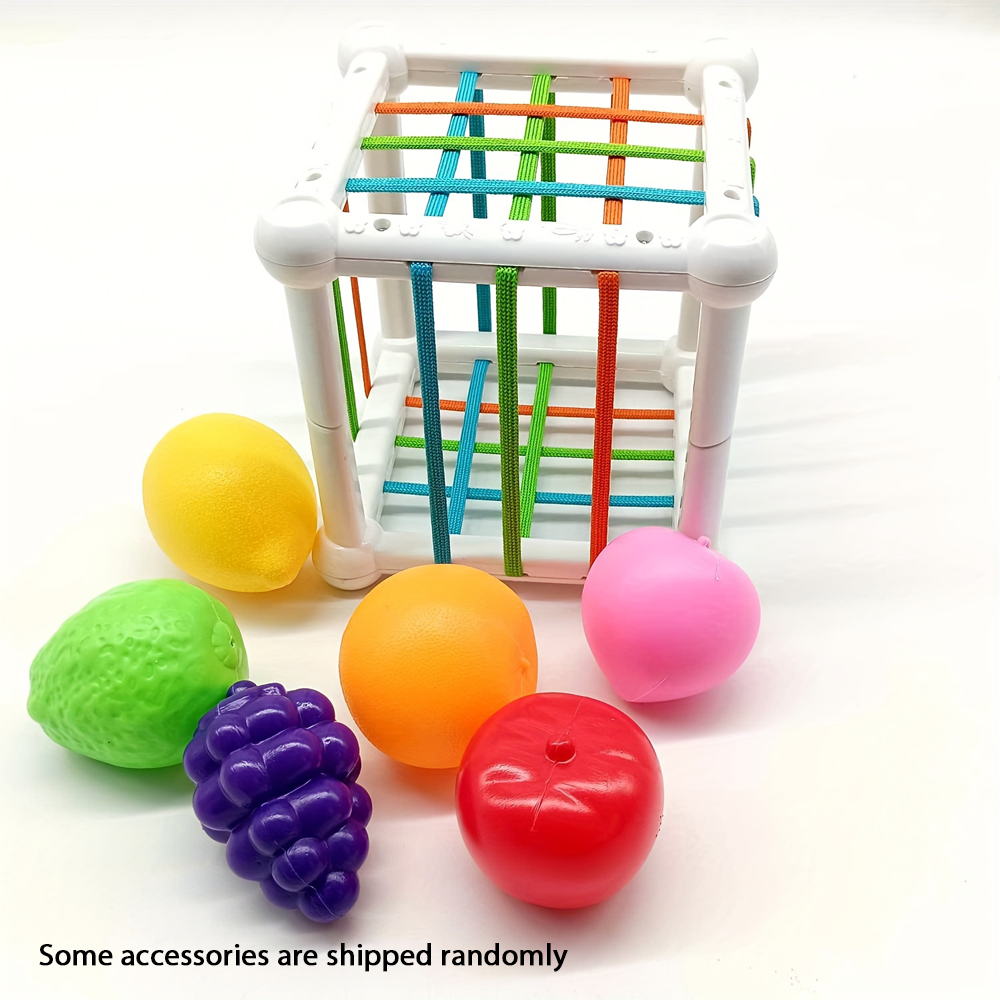 Early Learning Fruit Recognition Cube Box, Shape Sorting Toy for Kids,Designed for Finger Grip Training for Baby
