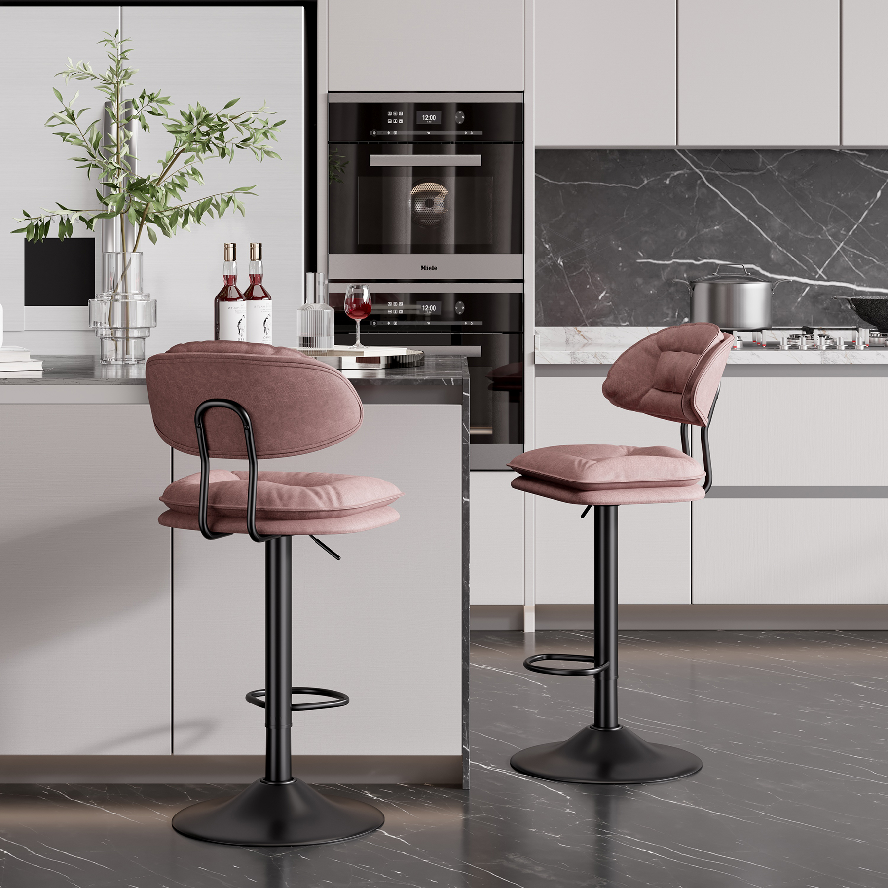 2Pcs Rotating Dining Chair Modern Bar Stools Bar Chairs Simple Backrest Bedroom Dining Room Highchairs Nordic Luxury Dinner Furniture