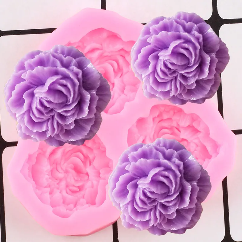 Hoa Mẫu Đơn Khuôn Silicone Cưới Cupcake Topper Fondant Bánh Trang Trí Dụng Cụ Xà Phòng Nhựa Đất Sét Kẹo Chocolate Gumpaste Moulds