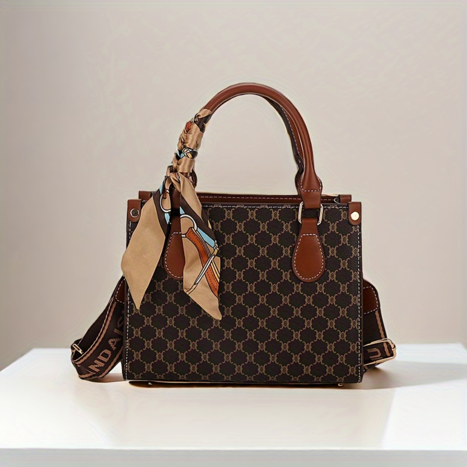 Women's Printed Shoulder Bag, Fashionable Handbag, Retro Luxury Top Handle Purse