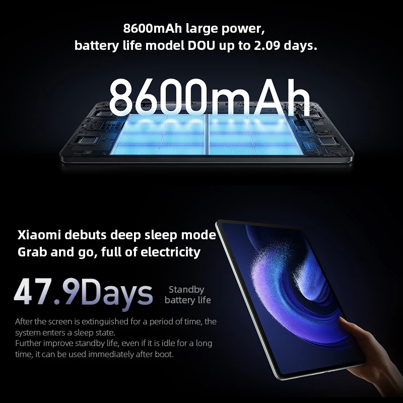 Xiaomi Mi Pad 6 Pro Snapdragon 8+ Gen 1 Octa Core 11" 2.8K Screen 50MP Main Camera 8600mAh Battery 67W Fast Charge China Version