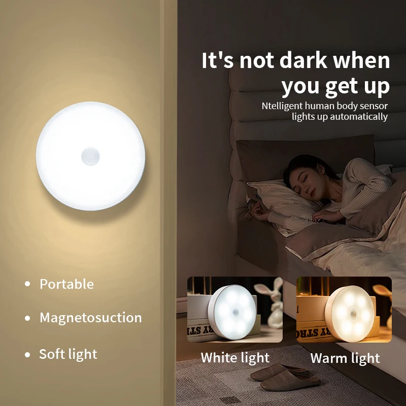 Motion Sensor LED Night Light USB Rechargeable Night Lamp For Kitchen Cabinet Wardrobe Lamp Staircase Wireless Closet Light
