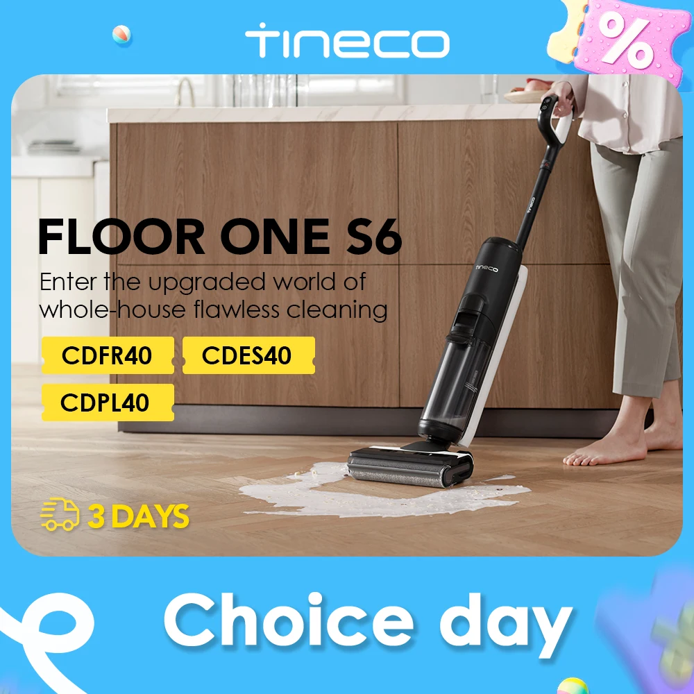 Tineco Floor One S6 Cordless Wet Dry Aspirapolvere Lavapavimenti Mop All-in-One per pavimenti duri LED Pulizia dei bordi bifacciali