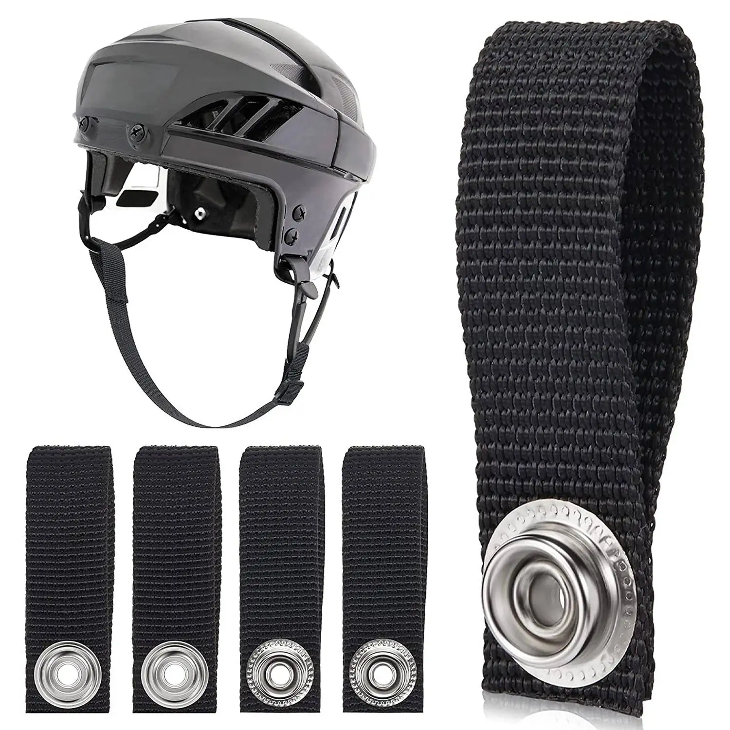 Hóquei capacete Chin Strap com único snap, Loops capacete destacável, acessório do capacete