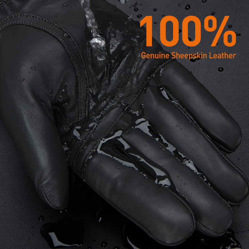BISON DENIM Genuine Sheepskin Leather Men Gloves Autumn Winter Windproof Warm Flleece Touch Screen Full Finger Gloves for Men
