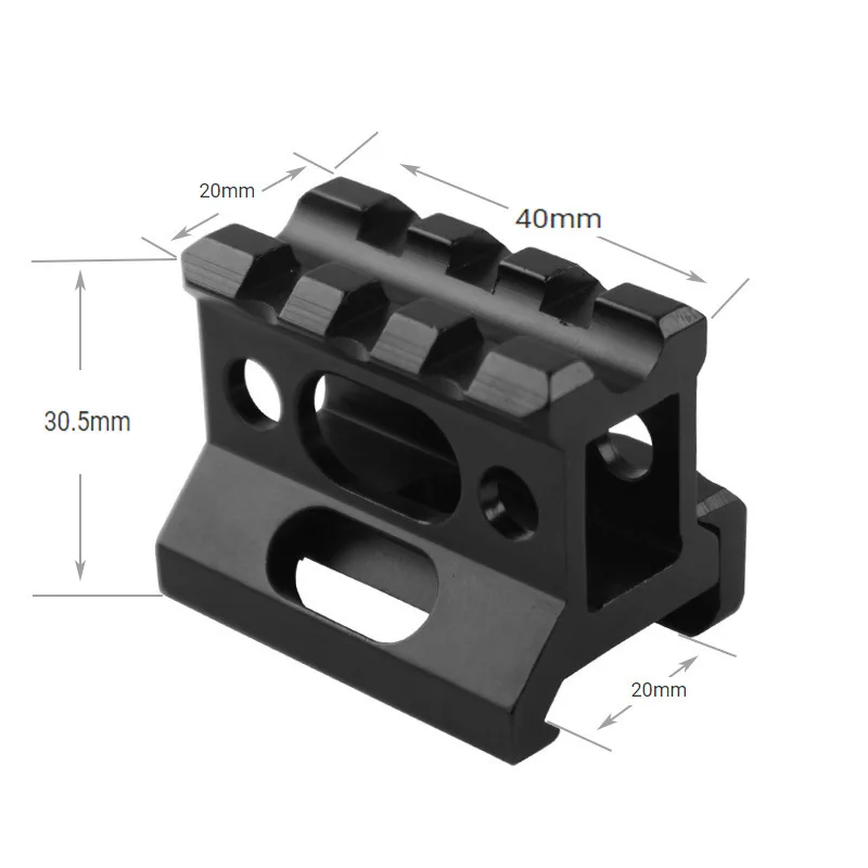 Supporto per riser 1" di altezza Picatinny Supporto per riser corto Supporto per base per riser per cannocchiale in lega di alluminio Binario Picatinny da 20 mm