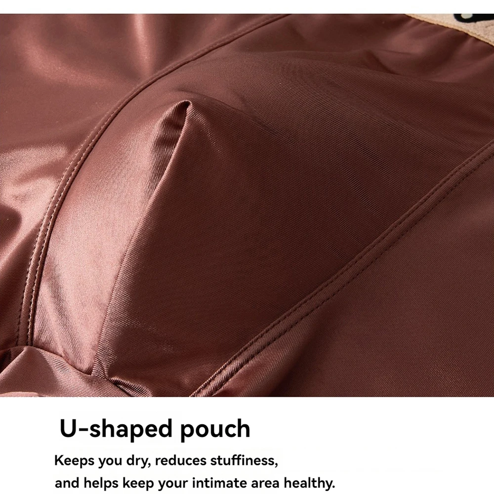 3PCS/Pack Luxury Satin-like Ice Silk Men's Panties Hygroscopic Breathable Double-layer Silk Crotch Boxer High Elastic Underpants