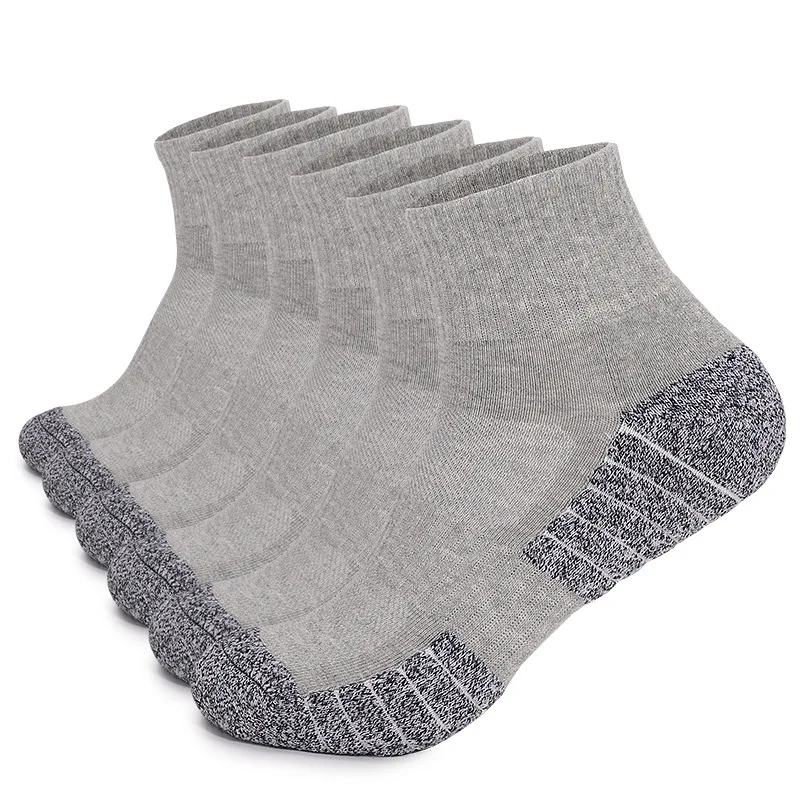6 pares de calcetines para deportes al aire libre, calcetines gruesos con fondo de toalla para senderismo, calcetines deportivos de tubo corto absorbentes para el sudor, calcetines para correr para hombre