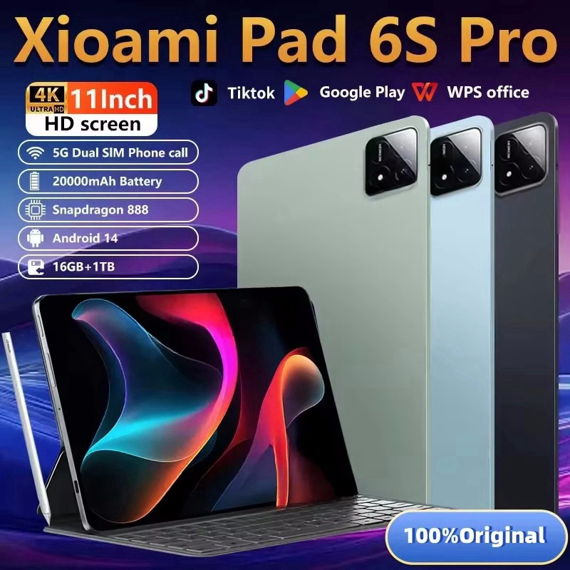 2024 novo original mi pad 6s pro tablet 11 polegadas hd 4k 20000mah android 14 16gb + 1t 5g dupla sim chamada telefônica wifi gps bluetooth tablet