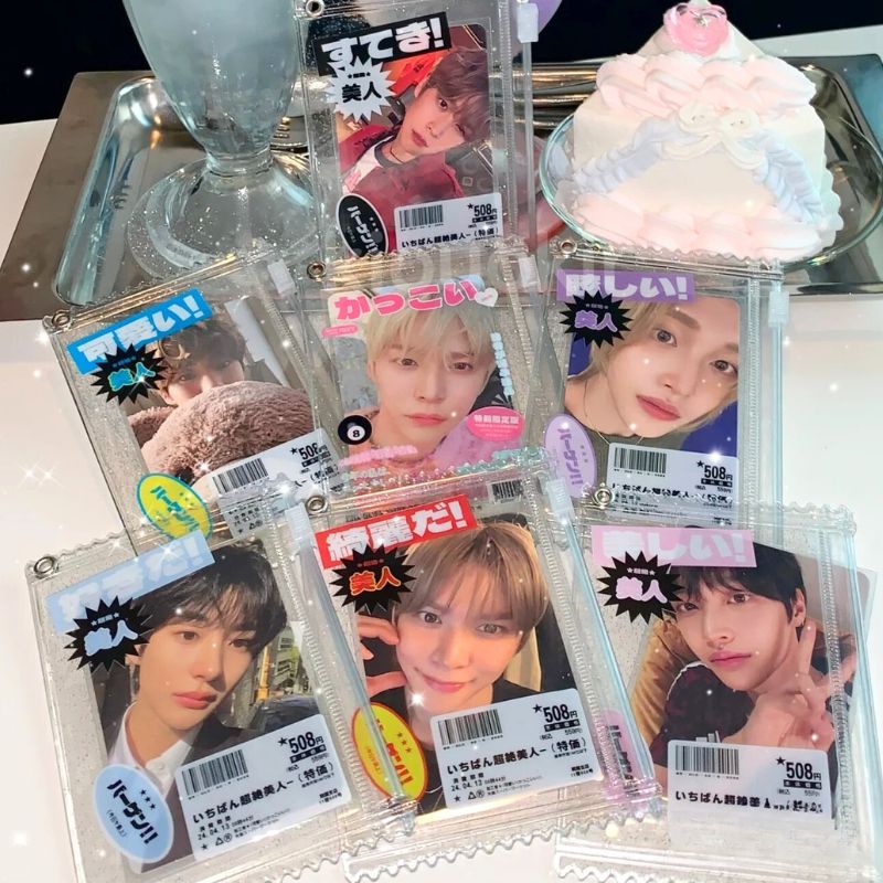 INS โปร่งใส Candy กระเป๋าผู้ถือป้ายเกาหลี Photocard ผู้ถือกระเป๋าจี้ Idol Photo Card ฝาครอบป้องกันผู้ถือบัตร