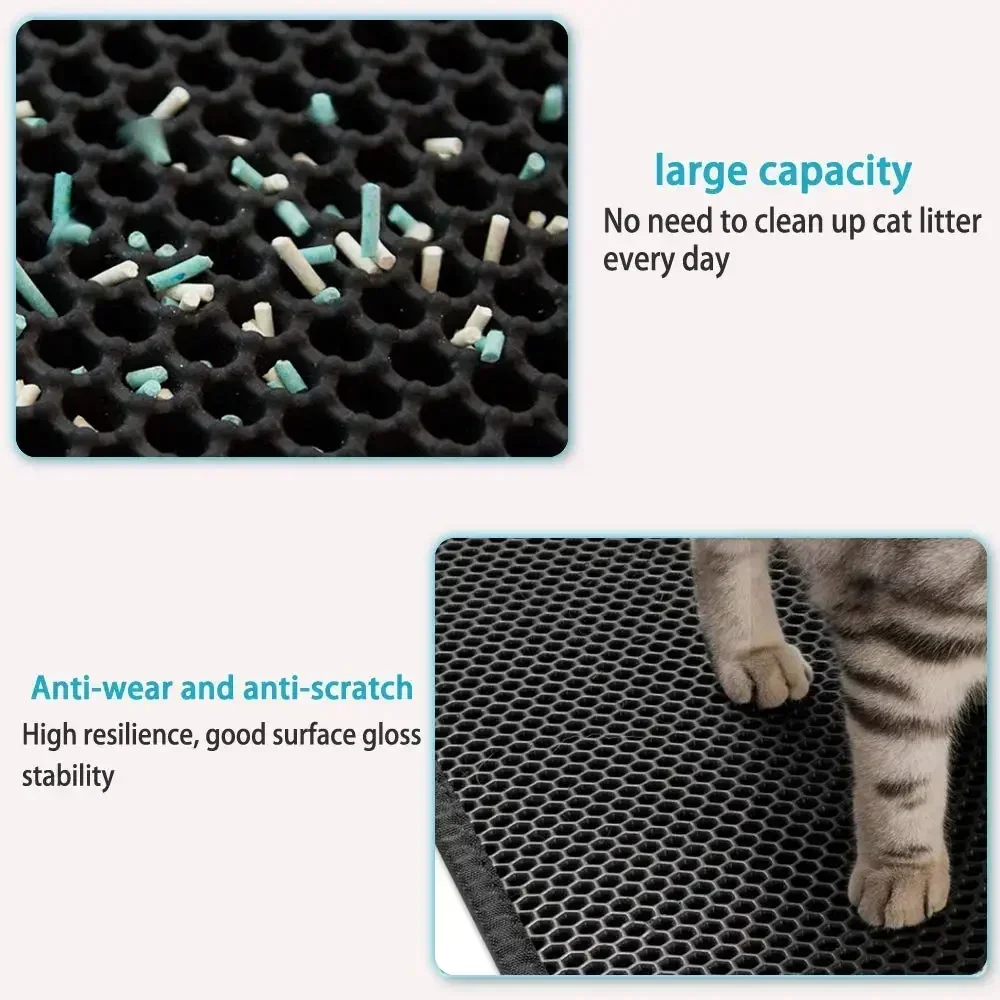 90X60 ซม.แมวกันน้ํา Double Layer Pet Litter Box Mat ห้องน้ําสัตว์เลี้ยงแมว Mat Nonslip ทรายแมวล้างทําความสะอาดได้สัตว์เลี้ยงทําความสะอาด