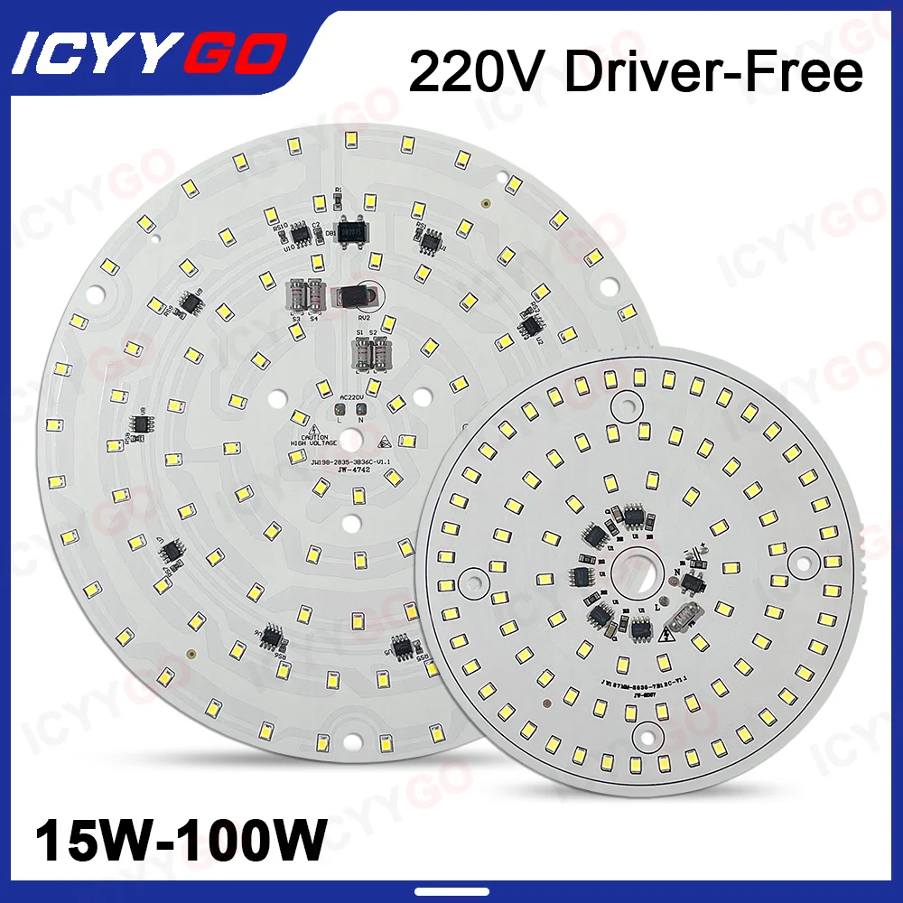 1 Piece LED Panel Light AC220V Driver-Free 15W 18W 24W 40W 80W 100W For Ceiling Light Source Square Round PCB Board Panel Light