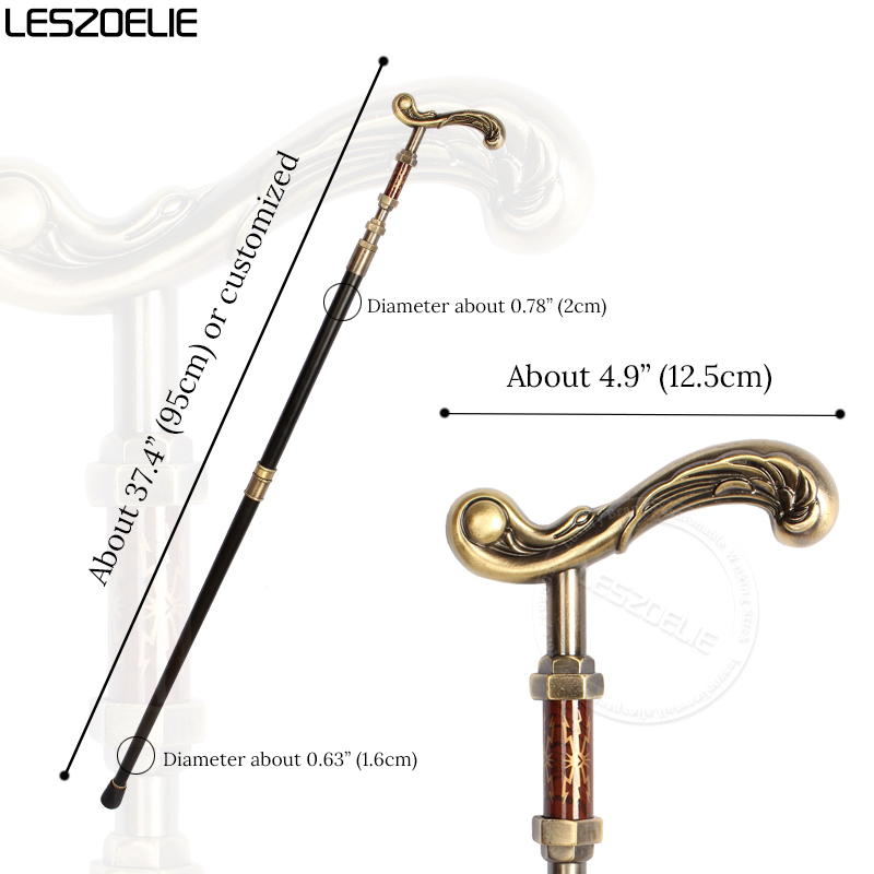 Elegant Luxury เดิน Stick ผู้ชายตกแต่งเดิน Cane ผู้หญิง Bronze จับรูปแบบ Noble แฟชั่น Vintage Cane