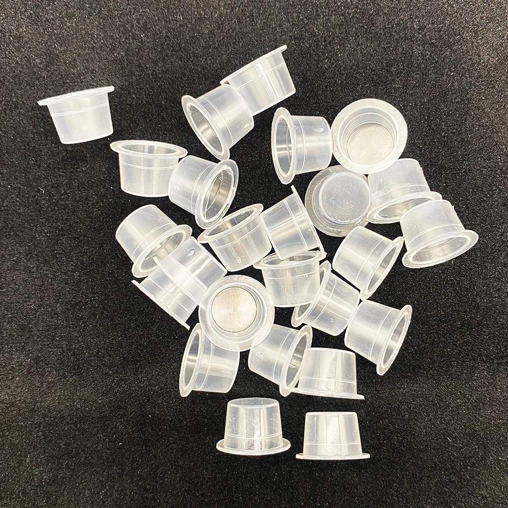 100Pcs Tattoo Ink Cup Cap Plastic Microblading Pigment Clear Holder Container S/M/L Size For Needle Tip Grip Power Supply