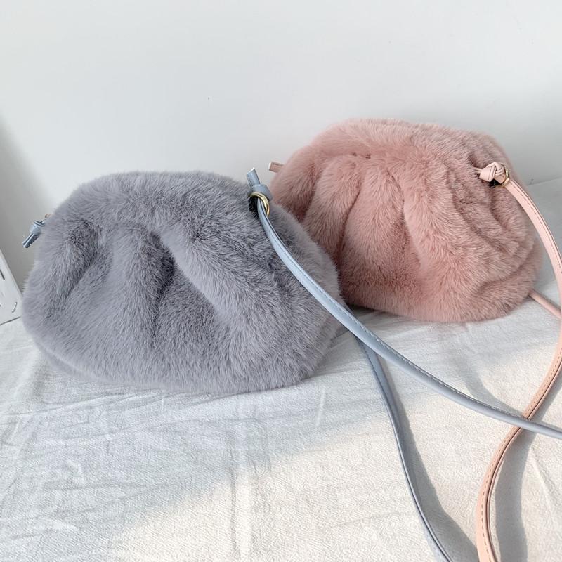 ฤดูหนาว Plush Cloud สำหรับแบรนด์หรูผู้หญิงฤดูหนาว Faux Fur กระเป๋าแฟชั่น Mink Fur Crossbody กระเป๋าสุภาพสตรี bags가방