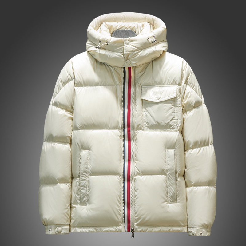 Winter stand-up collar hooded down jacket, fashion trend men's casual cold warm solid color work jacket 2024 winter