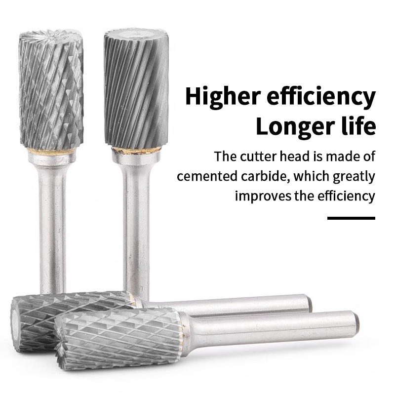 タングステン鋼グラインダー超硬ロータリーヤスリ円筒ボールエンドミルカッター金属研削彫刻シングルおよびダブル溝