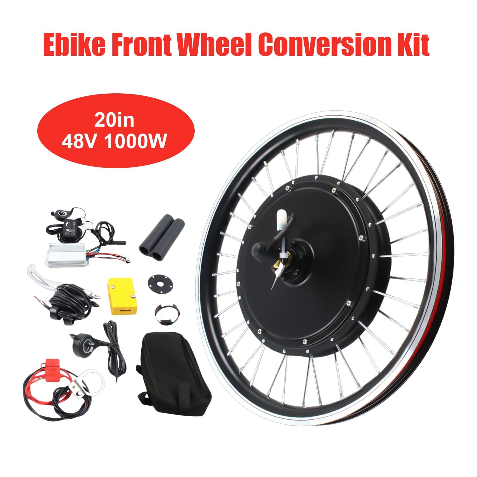 Kit de conversão de bicicleta elétrica de roda dianteira/traseira de 20 "48V 1000W, kit poderoso de motor de cubo de bicicleta elétrica com display SW-810LED