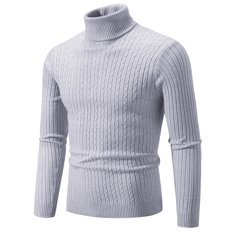 Nuevo suéter de cuello alto para hombre, jersey de Color sólido, tejido cálido, informal, sudadera de cuello alto, Tops de lana para hombre para invierno al aire libre