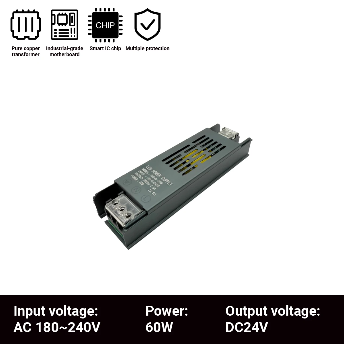 Ultra Thin Driver For LED Strips Constant Voltage Power Supply DC 12V/24V Lighting Transformers Mini60W 100W 150W 200W 300W 400W