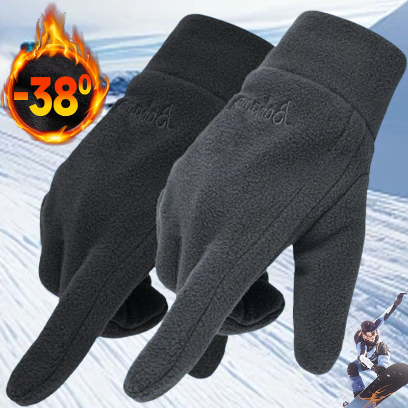 Guantes de lana gruesos para hombre y mujer, manoplas térmicas cálidas con dedos completos para exteriores, a prueba de viento, para correr, esquiar y ciclismo, 2024
