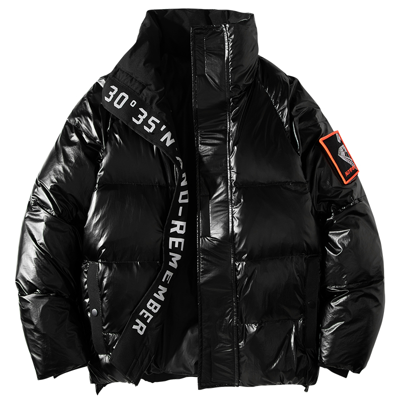 UETEEY 冬ホワイトダックダウンジャケット男性ファッション光沢のある厚く暖かいヒップホップコート屋外カップル男性フグジャケットストリート