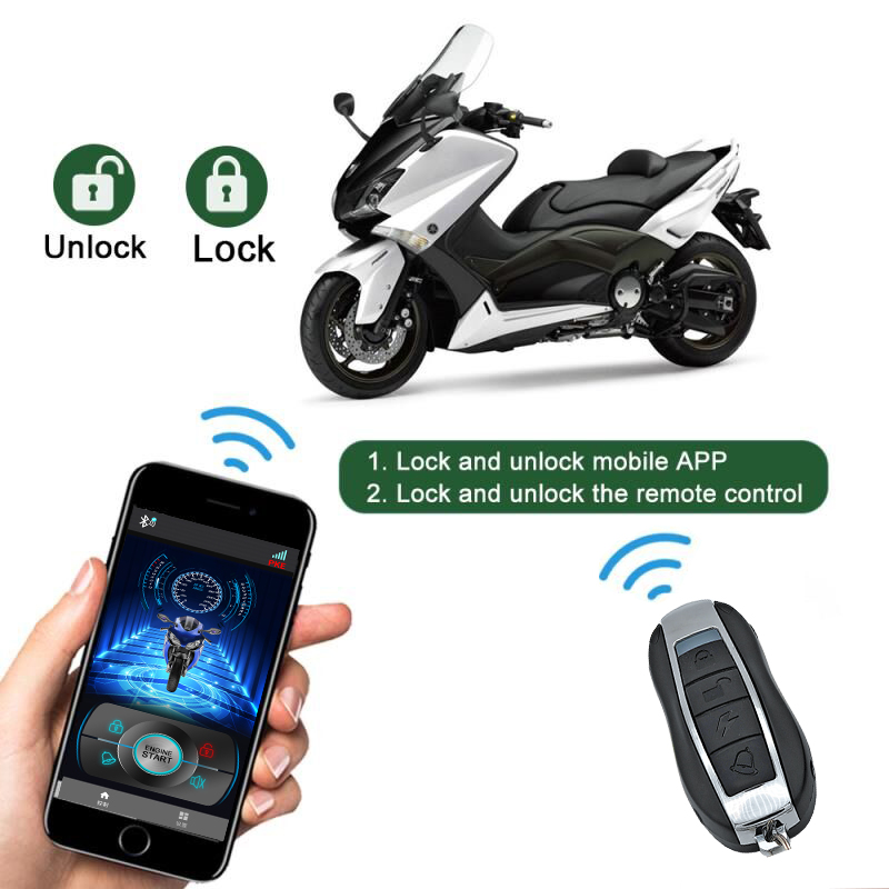 Alarma antirrobo para motocicleta, Control por aplicación de teléfono inteligente, bloqueo de arranque remoto, desbloqueo, advertencia de vibración, antirrobo