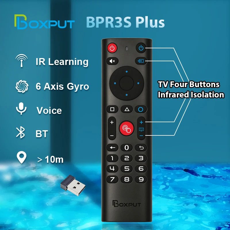 BPR3S PLUS BT Air Mouse función de voz IR aprendizaje TV 2,4G control remoto inalámbrico con giroscopio para Android TV Box/PC