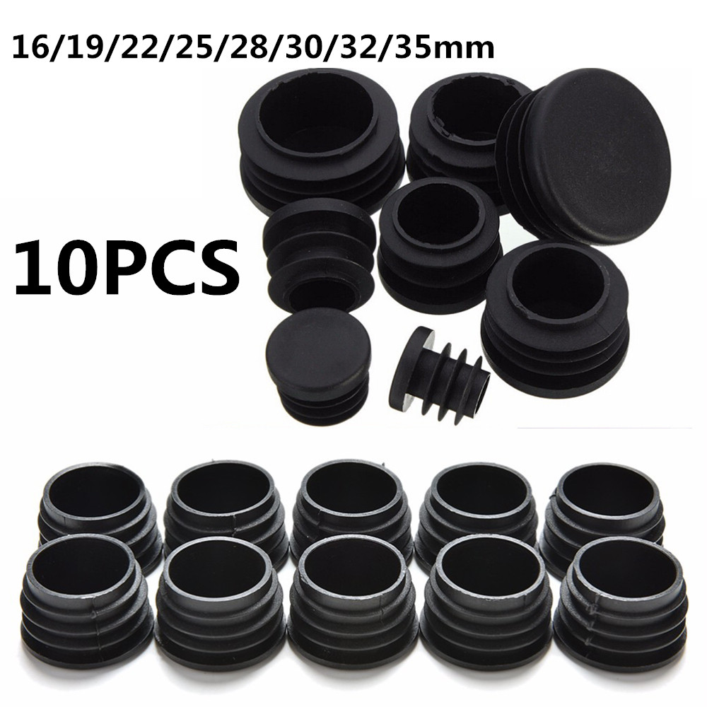 10 Pz/lotto Estremità Del Tubo Tappi di Chiusura Bung Tubo Inserto Spina Rotonda Nero Diametro 16/19/22/25/28/30mm