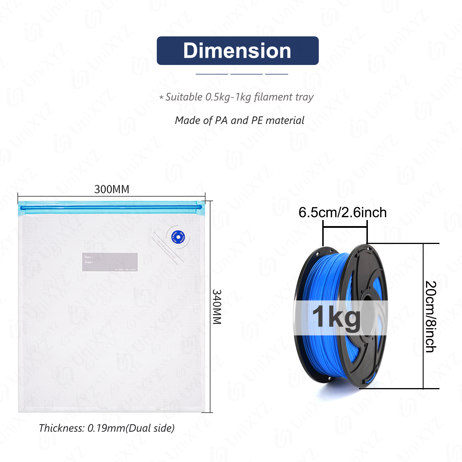 Bolsa de almacenamiento de filamentos para impresora 3D, bolsa de vacío PLA ABS PETG, secadora, bolsas de sellado resistentes a la humedad, mantiene el filamento sellado en seco