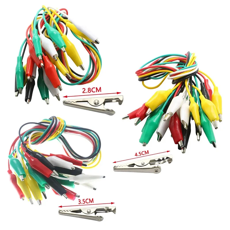 10 pinzas de cocodrilo eléctricas, cables de prueba de 5 colores con sondas de prueba Cable de cables de puente de cocodrilo con pinzas de cocodrilo