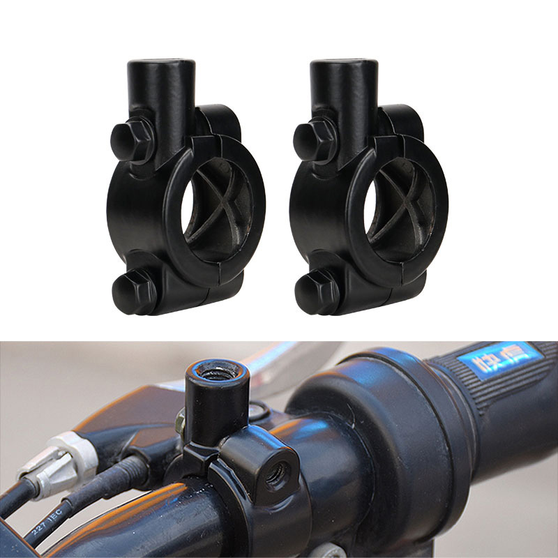 2 Stück 10 mm Lenker 8 mm Gewinde Motorrad Spiegelhalterung Klemme Rückspiegelhalter Adapter Halter Lenkerhalterung Schwarz