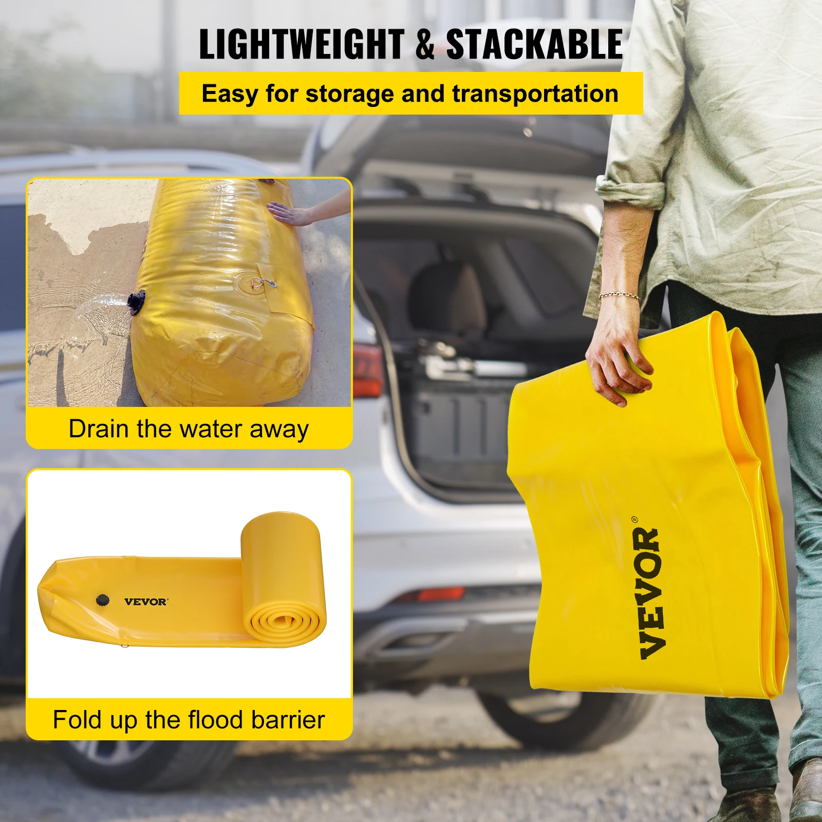 SucceBuy barrière contre les inondations réutilisable PVC eau douce pliable Tubes de dérivation sacs léger Hydro excellente barrière contre les inondations étanche
