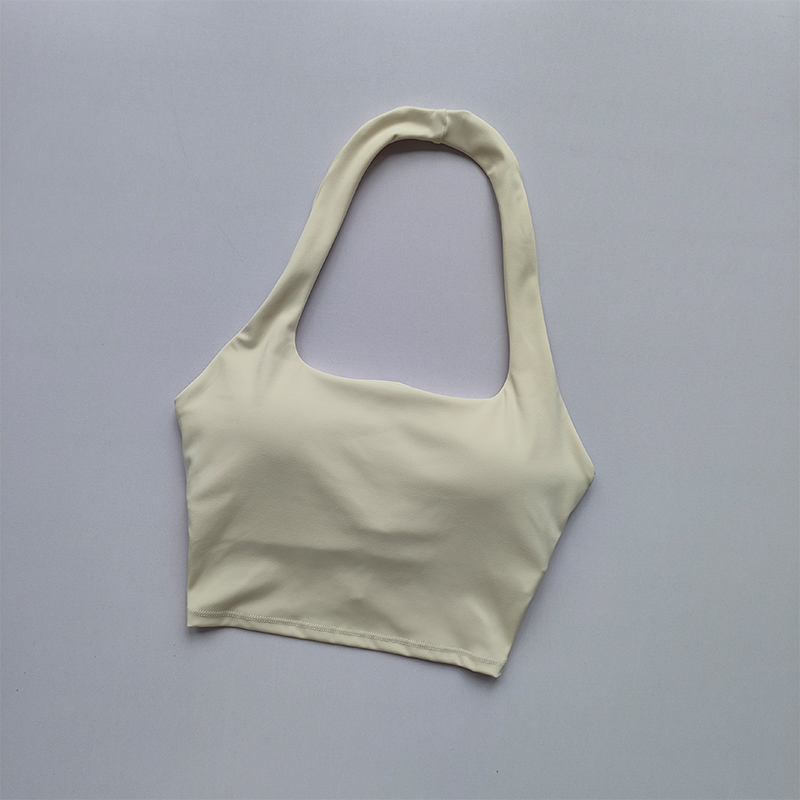 Sujetador deportivo plisado único para mujer, sostén Sexy con cuello colgante y almohadillas en el pecho, espalda bonita, moda de lujo ligera, verano, nuevo