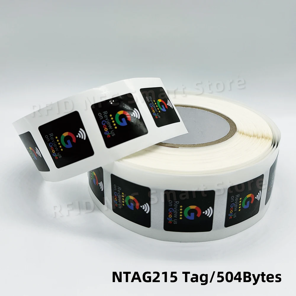 Etiquetas NFC 30mm Adesivos de Revisão de Google à prova d'água 504Bytes NFC215 Chip NFC Tap Review Sticker Revisão de nós no Google Sticker