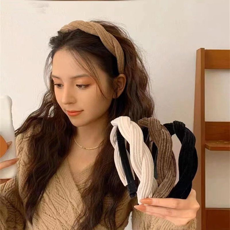 ใหม่กว้างขอบผ้าผมผู้หญิงแฟชั่นเกาหลี Retro Braided แถบคาดศีรษะ Solid Knot Hoop หญิงอุปกรณ์เสริมผม