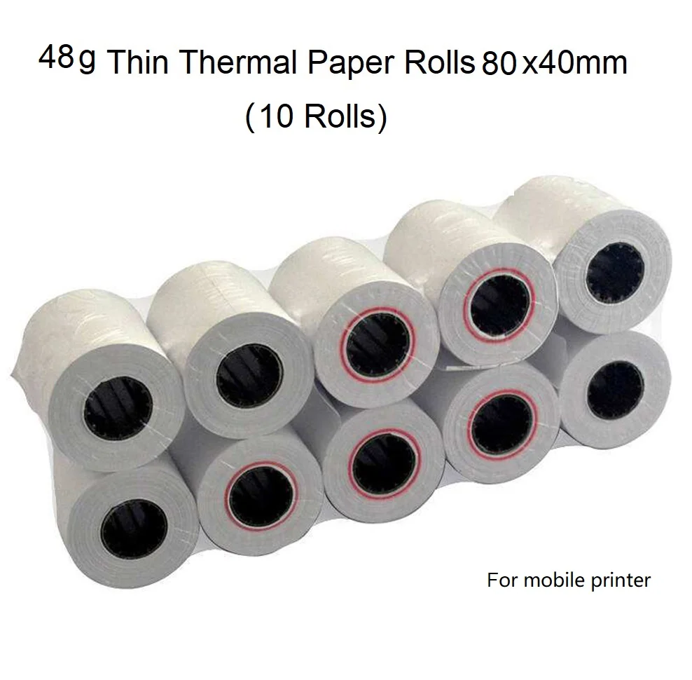 10 Rolls BPA-Free 48g Thin Thermal Paper Rolls 80x40mm Printing Paper 80mm Thermal Receipt Paper for Cash register POS System