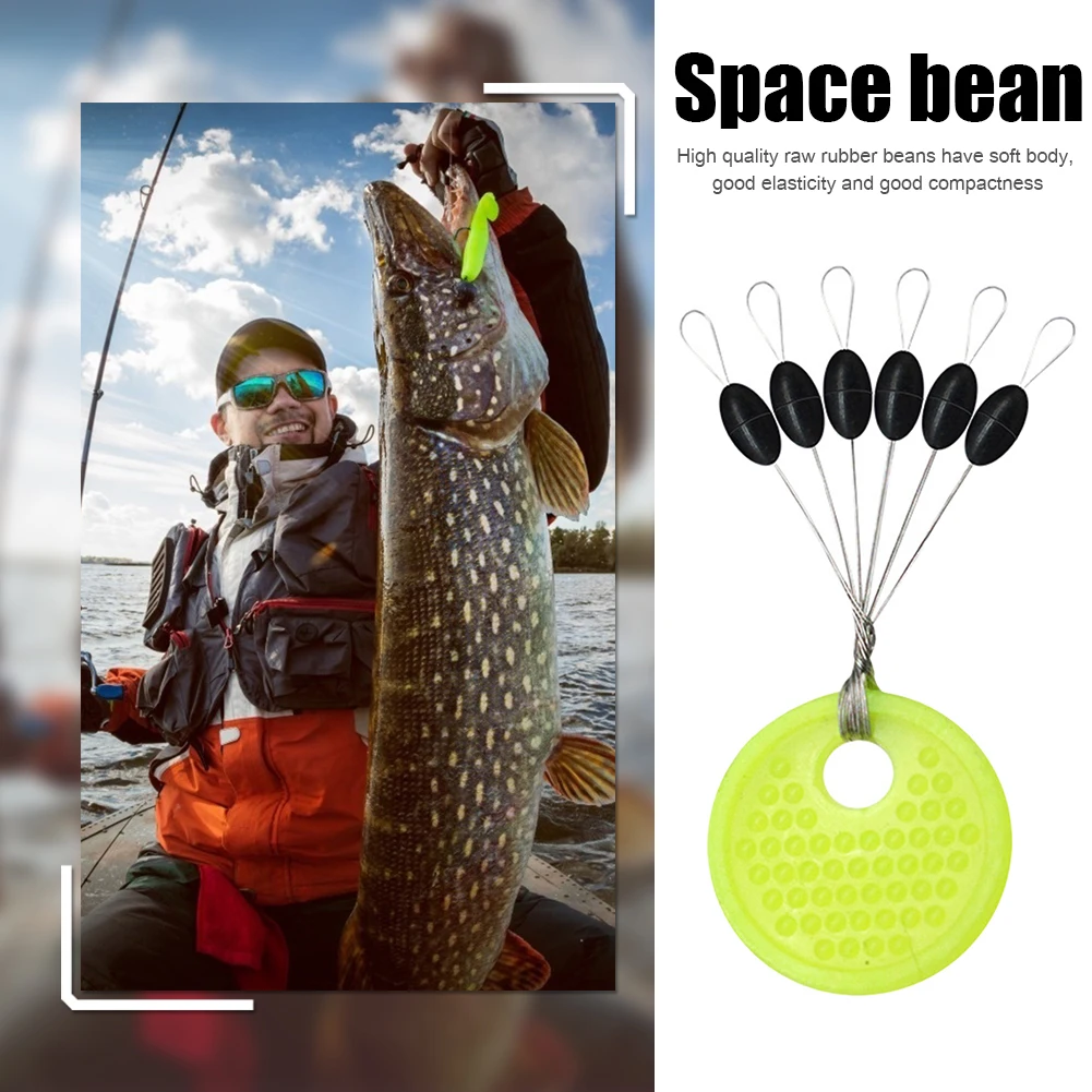 60pcs/Set Rubber Space Beans Weight Stoppers Carp Fishing Bait Fish Float Tools Professional Space Beans for Fishing