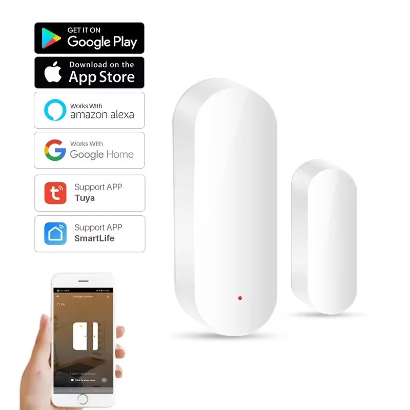 Tuya Inteligentny czujnik drzwi WiFi Inteligentny czujnik otwarcia domu i zamknięcia Powiadomienie o kontroli aplikacji Smartlife Kompatybilny z Alexa Google Home