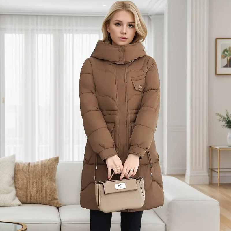 2024 Frauen weiße Enten Daunen jacke Kapuze Herbst Overs ize Puffer Mantel lässig lose dicke warme weibliche Outwear Schnee mantel