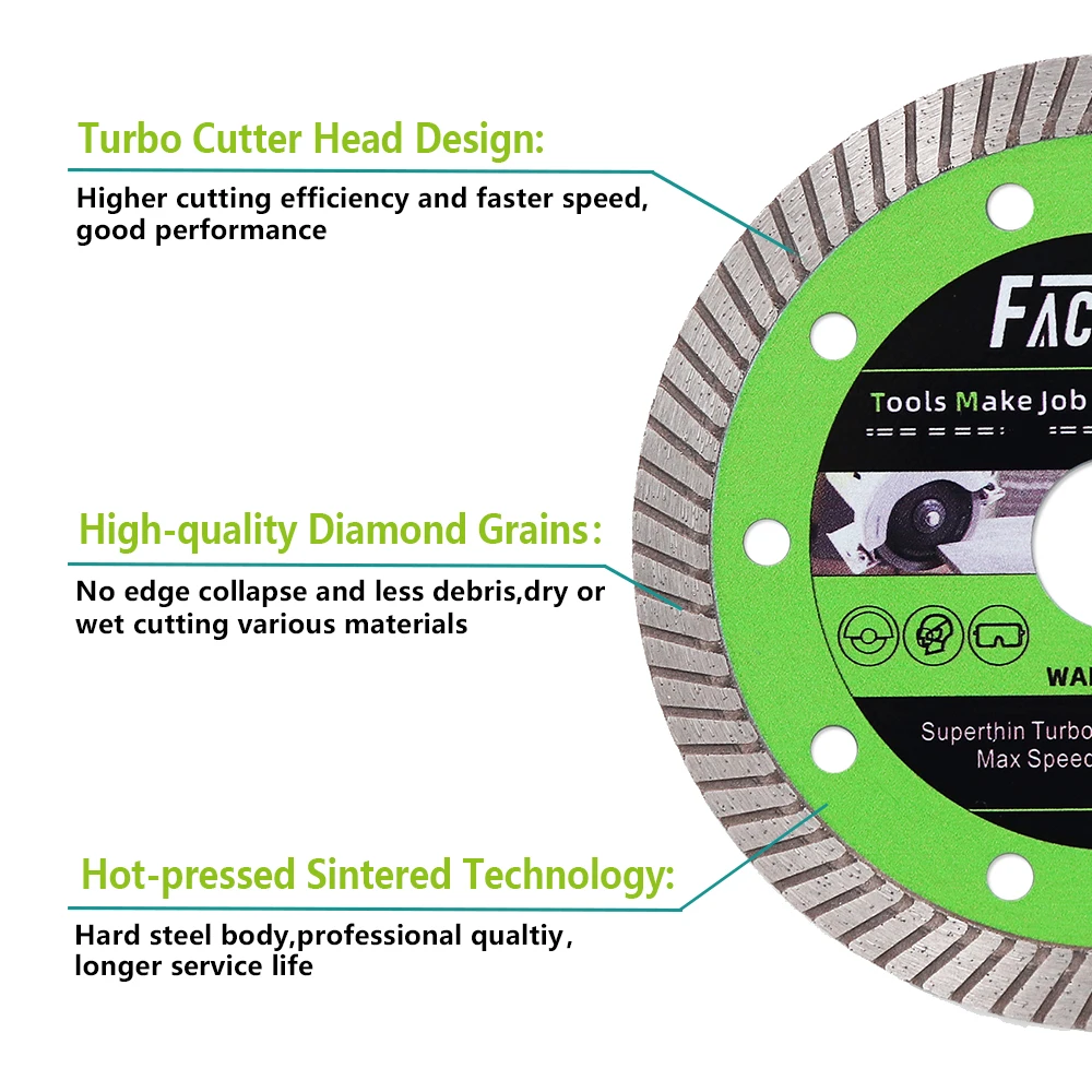 FACHLICH 1/2/5pcs 4/4.5/5inch Super-Thin Diamond Turbo Cutting Saw Blades Ceramic Tile Granite Marble Cutting Disc 105/115/125mm