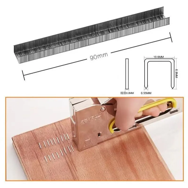 2400pcs 8mm U Shape Staples Metal Nails DIY Upholstery Fabrics Stapler Tacker Shooter Staples For Installing Carpet Fencing