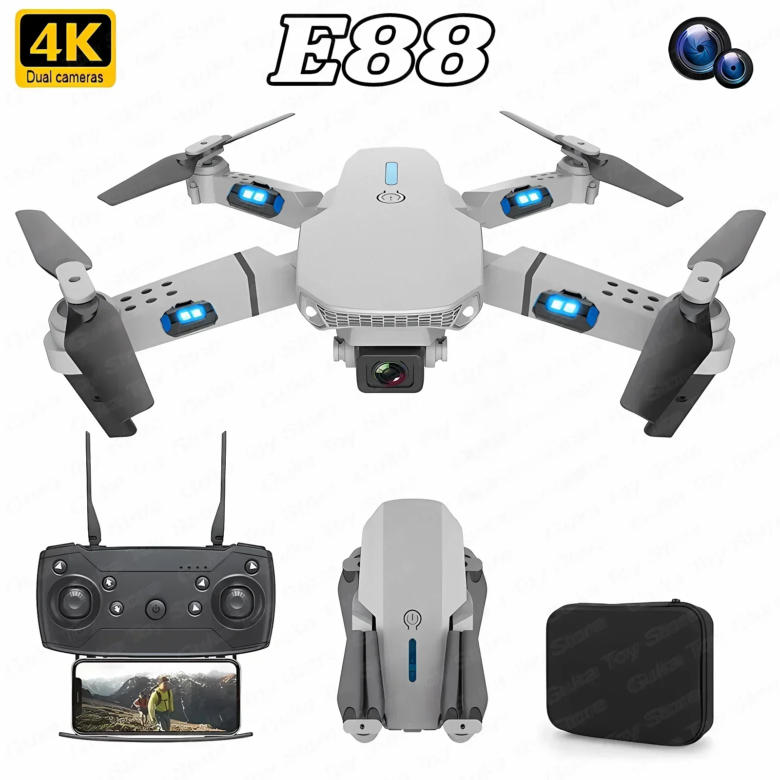 E88 pro wifi fpv drone grande angular hd 4k 1080p câmera altura segurar rc dobrável quadcopter dron helicóptero brinquedo presente do menino de natal