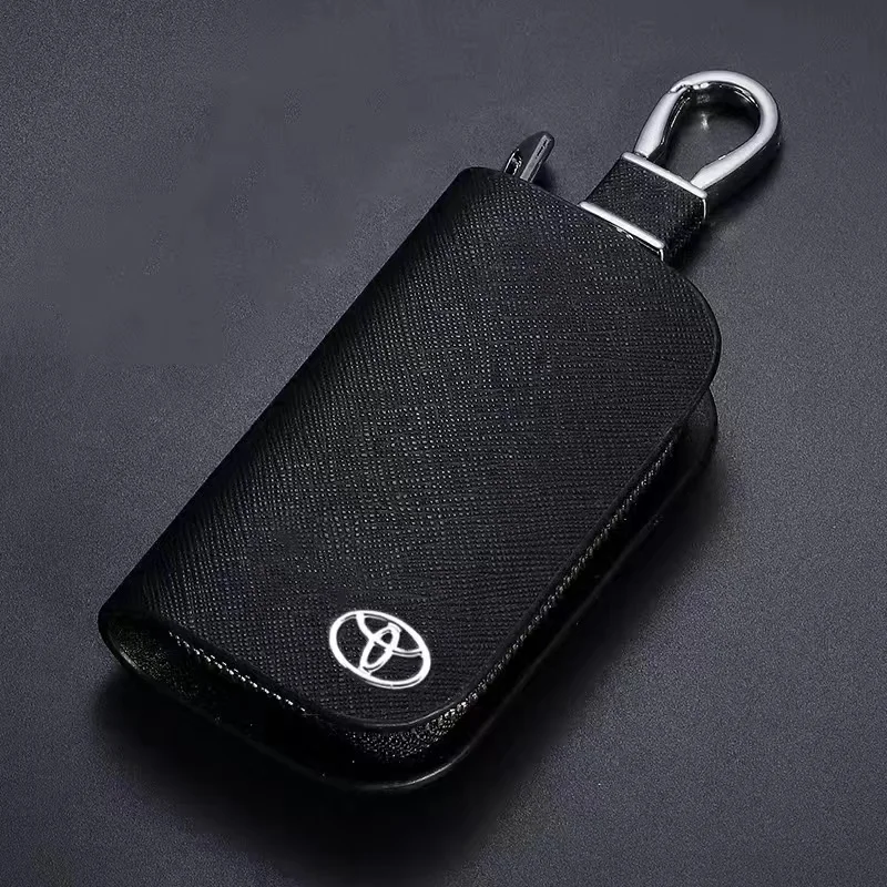 Funda de cuero para llave de coche con patrón cruzado, funda para llave de coche, soporte para llave para Toyota camry chr corolla rav4 yaris prius, accesorios