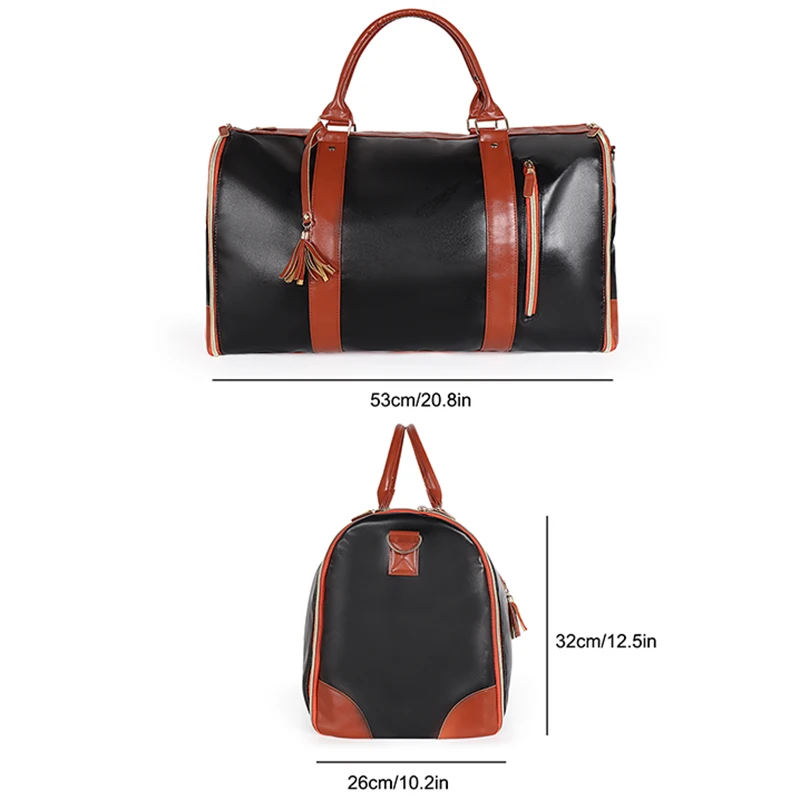 กระเป๋าเดินทางแบบพับ PU สำหรับผู้หญิง, กระเป๋าใส่สัมภาระความจุมากกระเป๋าใส่ของอเนกประสงค์กันน้ำสำหรับเดินทางถุงเก็บสูท