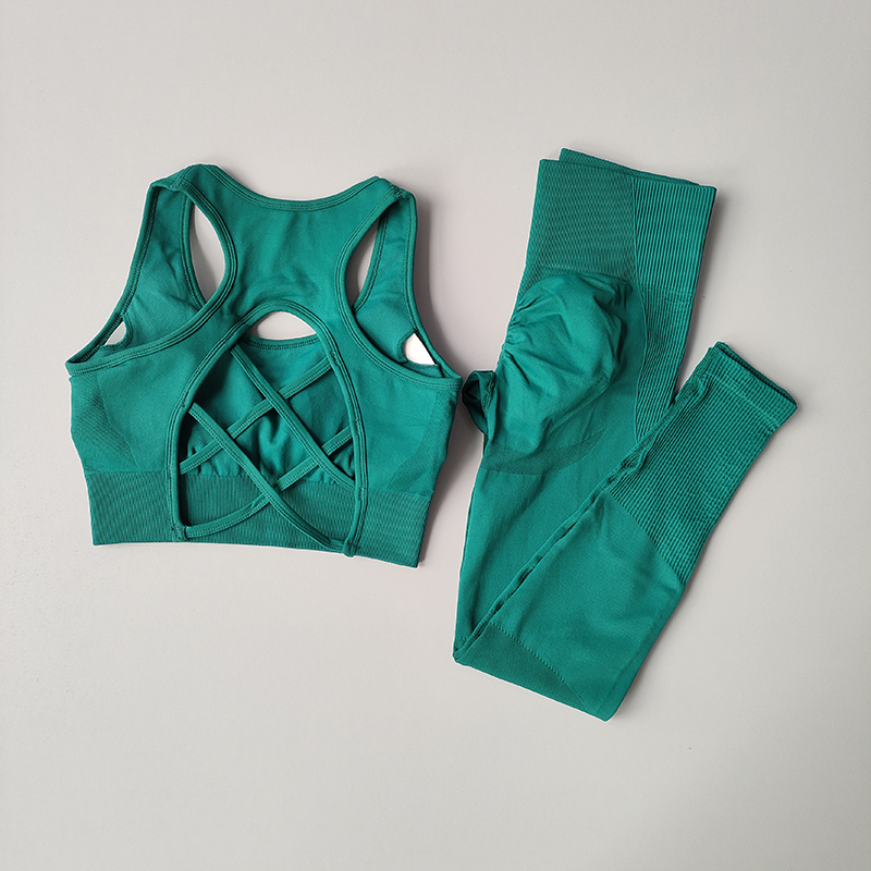 Chándal para mujer, conjuntos de Yoga y Fitness, ropa deportiva, Sujetador deportivo de entrenamiento + Leggings de cintura alta, ropa de gimnasio, trajes deportivos sin costuras