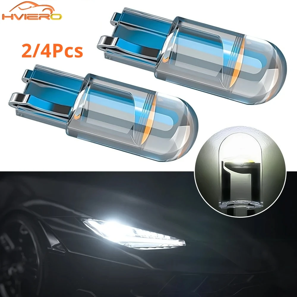 2/4 W5W 194 T10 Custodia in vetro Cob LED Lampadina domestica 6000K Cuneo Lampada targa Cupola Luce bianca Diedo Interni auto Lettura 12V DC