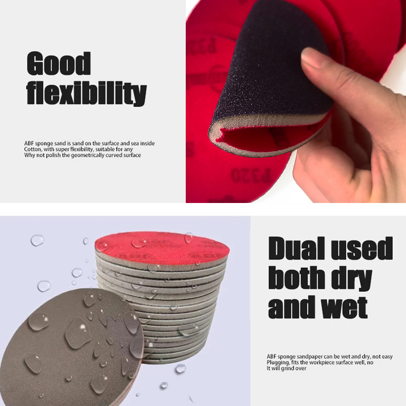10PCS 5 Inch Foam Dry Wet Sponge Sandpaper Disc Flocking 320-2500 Grit Abrasive Tools For Grinding Sanding Disc