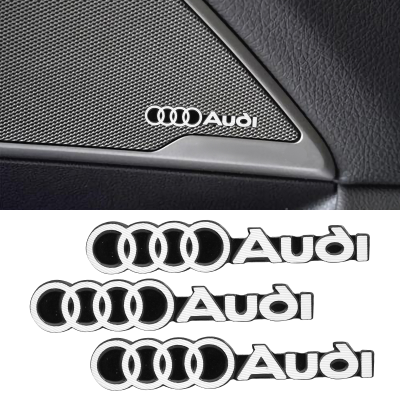 Car Audio Decorate 3D Aluminum Emblem Badge Sticker Decal Accessories For Audi Sline QUATTRO RS A3 A4 B8 8P 8V B6 A5 A6 C7 Q5 B9