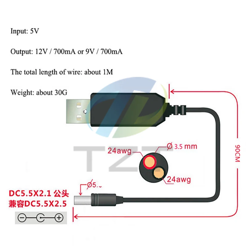 ShengYang Usb Tăng Công Suất Dòng Dc 5V Dc 9V/12V Bước Lên Module Chuyển Đổi Usb cáp Chuyển Đổi 2.1X Đầu Cắm 5.5Mm